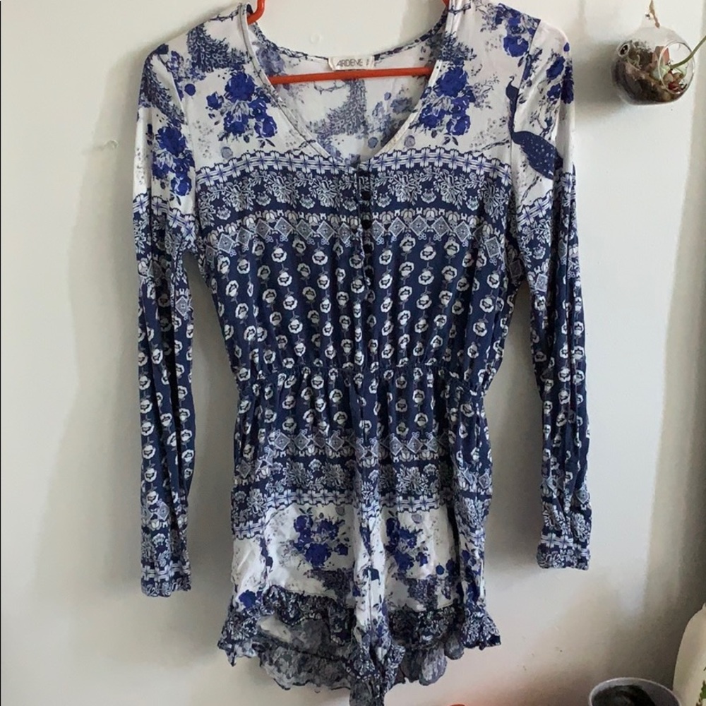 blue & white romper ardene patterned short small